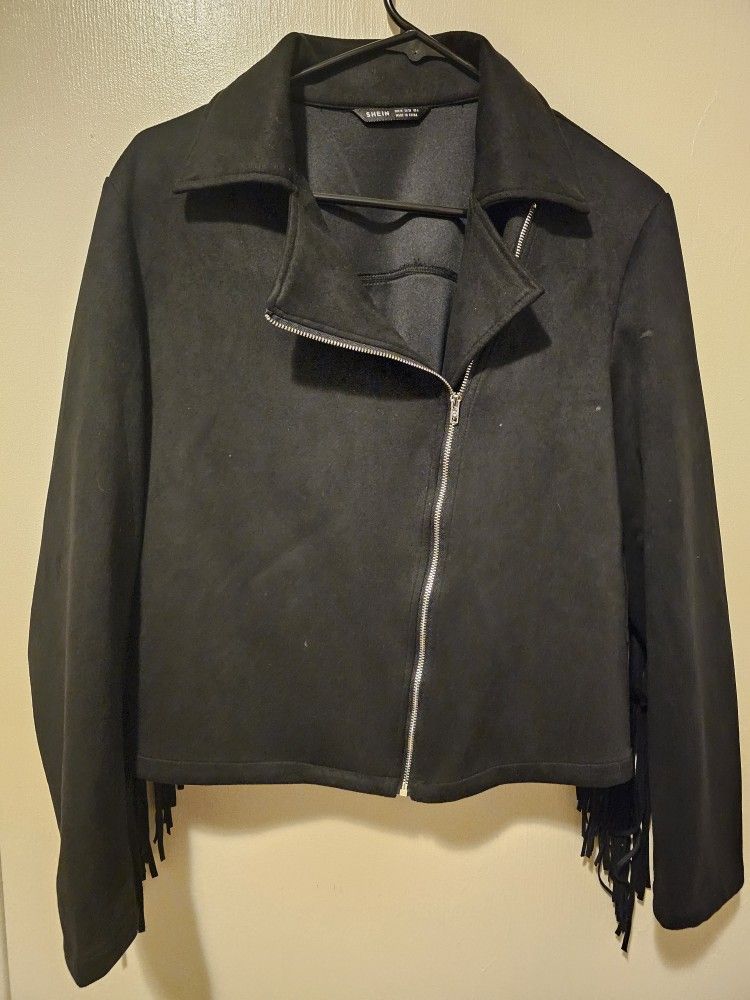 SHEIN Faux Suede Fringed Jacket - Women's Medium