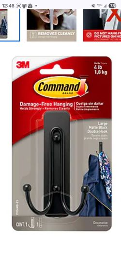 Command Medium Hook, 4 lb., Matte Black