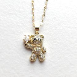 Necklace chain with bear pendant gold plated