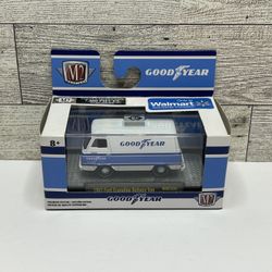 M2 Machines Good Year White  / Blue ‘1965 Ford Delivery Van • Die Cast Metal • Made in China Scale 1:64