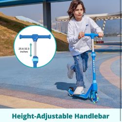 New In Box K03Kick Scooter for Kids,5"LED RGB Lighted Wheels,4.6Lbs Lightweight&One-Click Detachable Design,Height Adjustable Handlebars,Anti-Slip Dec