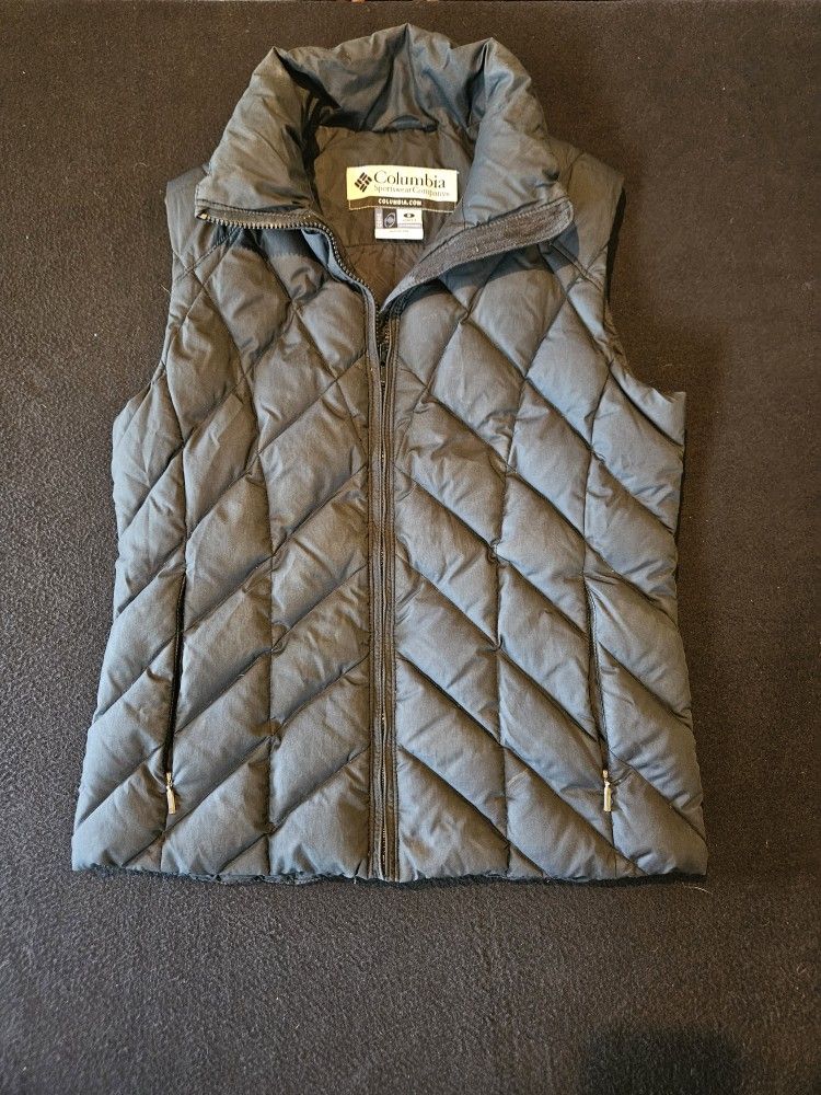 Columbia Puffer Vest Core Black Full Zip Pockets Womens Size Small