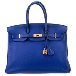 Hermes TOGO Birkin 35 Blue With Gold Hardware