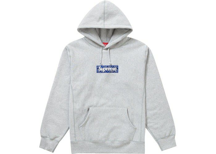 Supreme Bandana Box Logo Hooded Sweatshirt Heather Grey - Size Medium/Price Firm/Offers Ignored