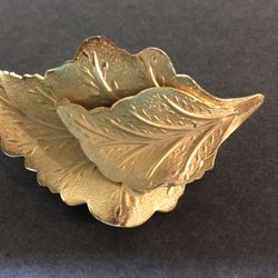 Nestling Leaves Gold tone Pin   2 3/4” Long  