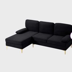 Small Black Sectional Couch . Like New