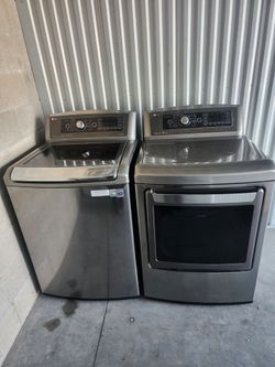 L.G. Stainless Steel Top Load Washer and Dryer Set