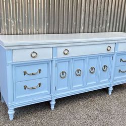 Beautifully Refinished Vintage 9 Drawer Buffet, Tv, Stand or Dresser