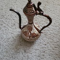 STUNNING VTG Handmade Copper Ibrik Folk Art Pitcher Ewer Made in Turkey