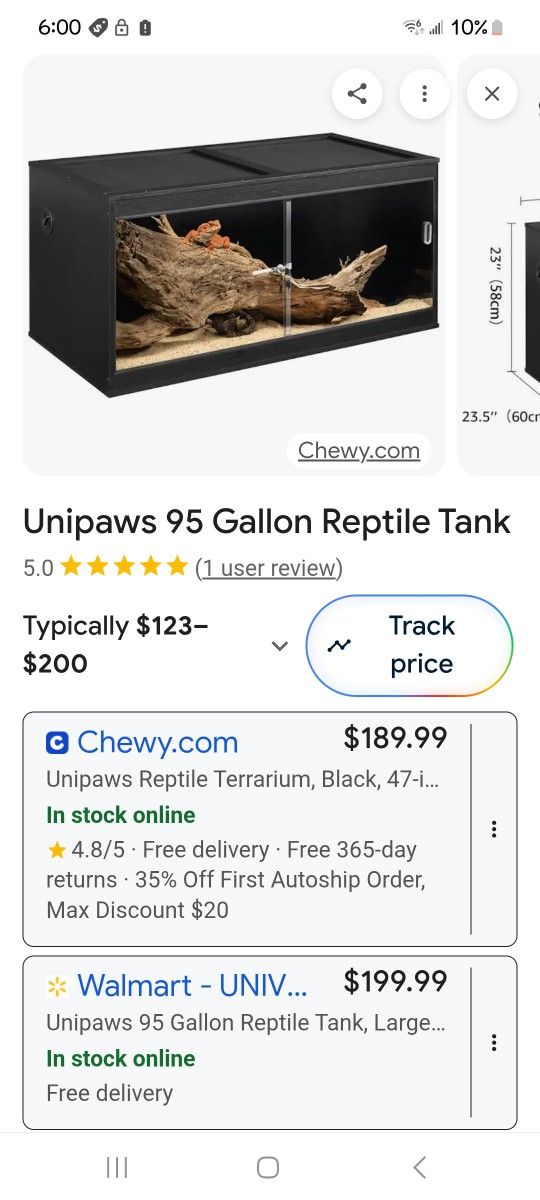 95 Gallon Reptile Tank Still In Box