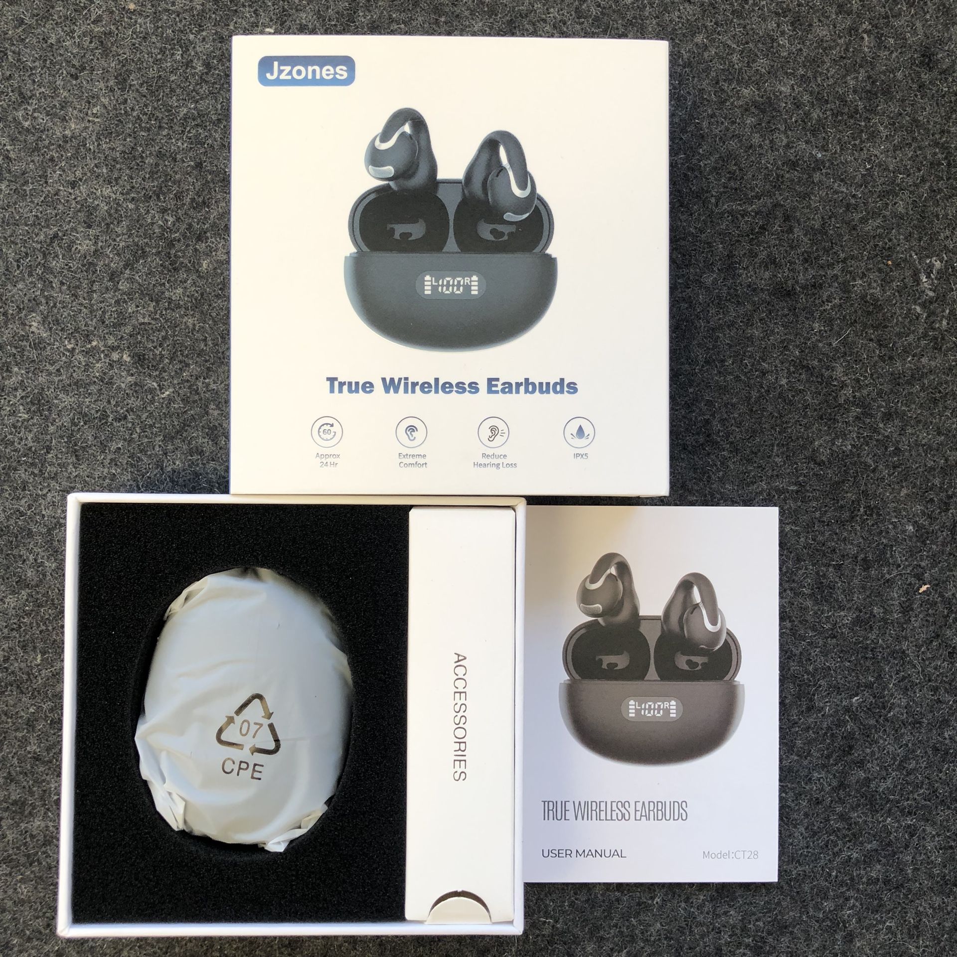 NEW!!!👉🏻 Open Ear Clip Wireless Earbuds 24H Play-Back (Silver Lake)