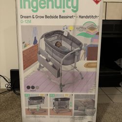 Ingenuity Dream & Grow Bedside Bassinet and Sleeper, AirLoom Handstitch Fashion, Baby Bed for Ages 0-12 Months