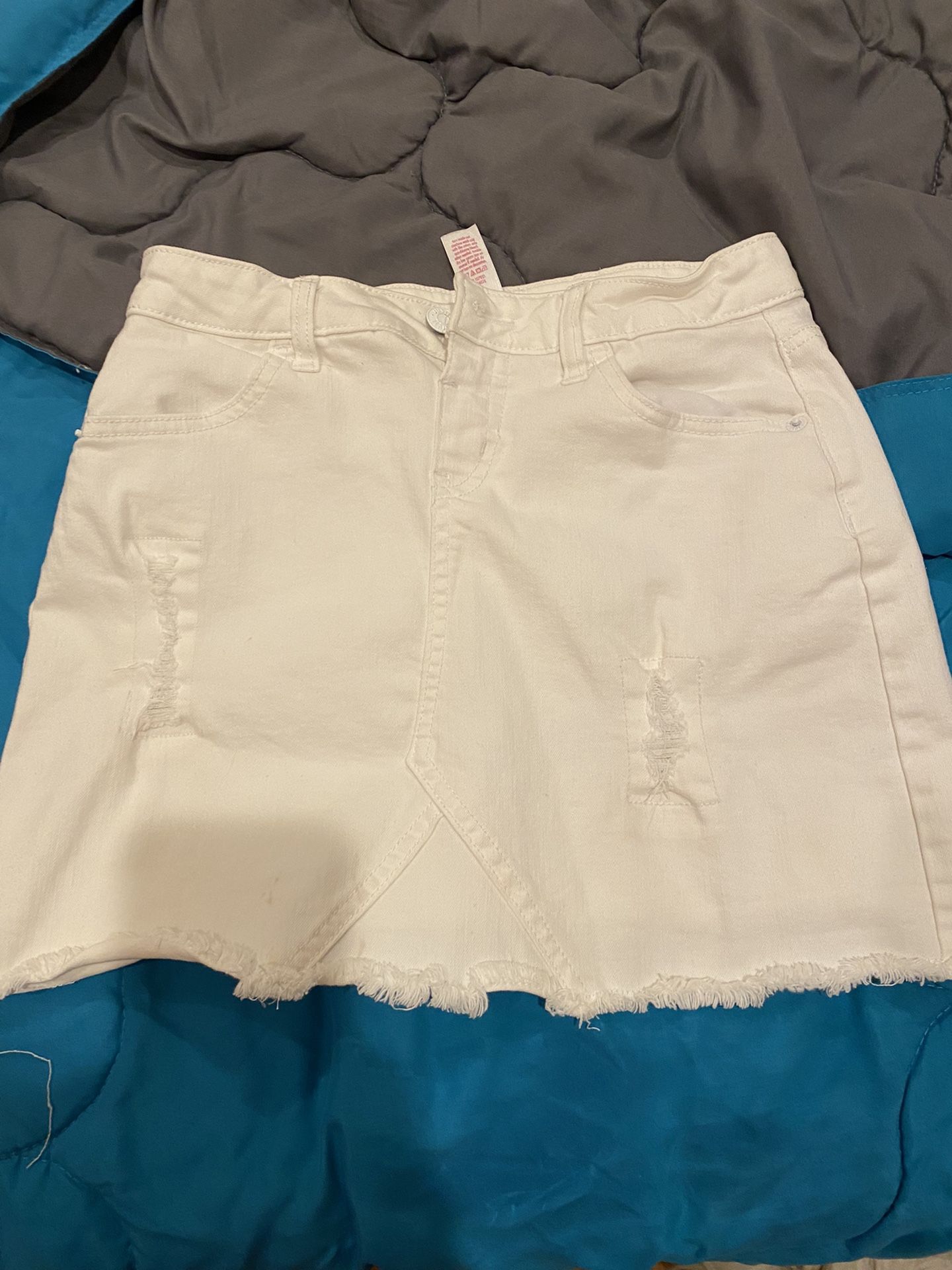 Justice Girls White Denim Skirt Size 16