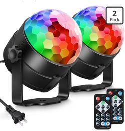 RGB LED Disco Ball Party Lights 2-Pack with Remote