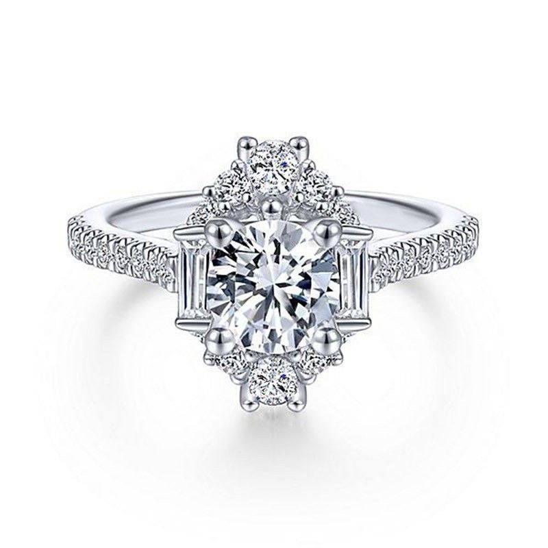 "Plain Romantic Gemstone CZ Thin Wedding Rings for Women, EVGG1586