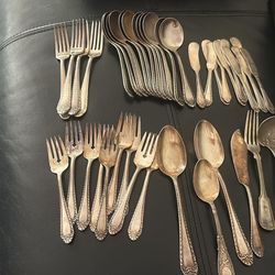 antique silver flatware set