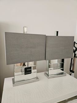 Night stand lamp set of 2 grey