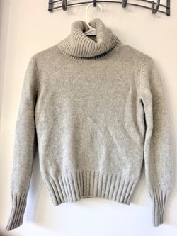 N.Peal 100% Cashmere Turtleneck Sweater - Light Gray Roll Neck, XS, Excellent