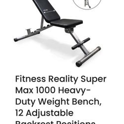 Fitness Reality Super Max 1000 Heavy-Duty Weight Bench, 12 Adjustable Backrest Positions, 800 lb Weight Capacity 