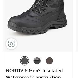 NORTIV 8 Men's Insulated Waterproof Construction Rubber Sole Winter Snow Ski Boots