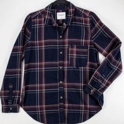 Abercrombie & Fitch Women’s Soft A&F Flannel Shirt Navy Blue & Burgundy Red S