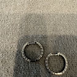 Silver Hoop Earrings With Diamonds