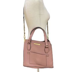 Steve Madden Pink Squared Gold Accent Shoulder/Crossbody Open Bag Purse