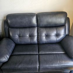 Antonin Leather Stationary Loveseat