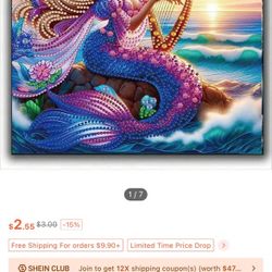 Fantasy Mermaid With Harp Diamond Painting 