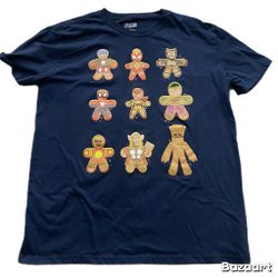 Marvel T-Shirt Men's Size XL Gingerbread Cookie Avengers Holiday Navy Blue NWOT