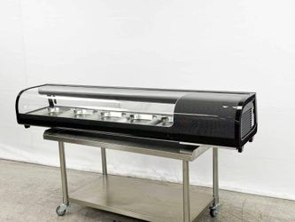 Black Sushi Display Case Curved Glass Refrigerated CS-132