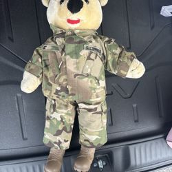 19” Large Army Teddy Bear In Camo Army Uniform 