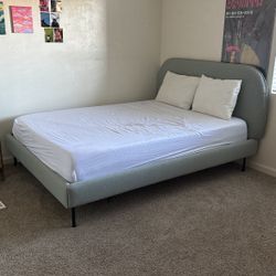 Queen Bed Frame, Box Spring, and Mattress