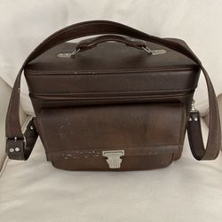 Vintage Marsand Faux Leather Camera Bag Zip Closure Hard Case w/ Strap