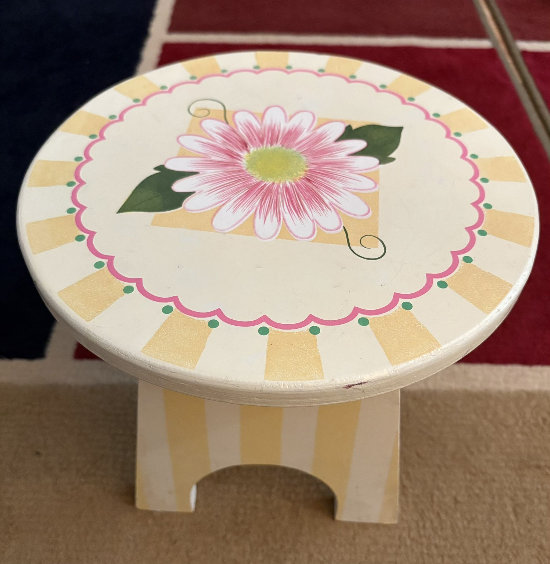 Vintage Oval Floral Wooden Stool
