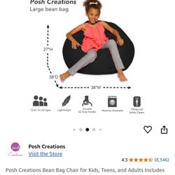(3) Posh Bean Bags - Black - $100 OBO - Must Go 