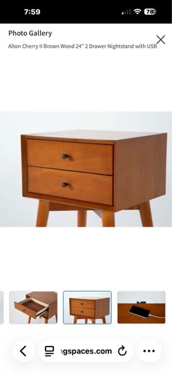 Living Spaces Alton Cherry II  Wood 24" 2 Drawer Nightstand