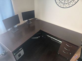 L-Shaped Office Desk with Drawers