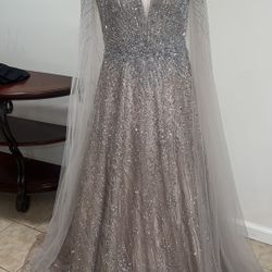 Gray/Silver Sparkly Long Dress