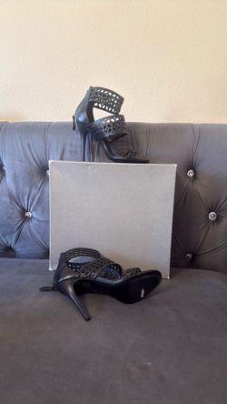 Black Laser Cut Stiletto Heels- Alexander MQUEEN