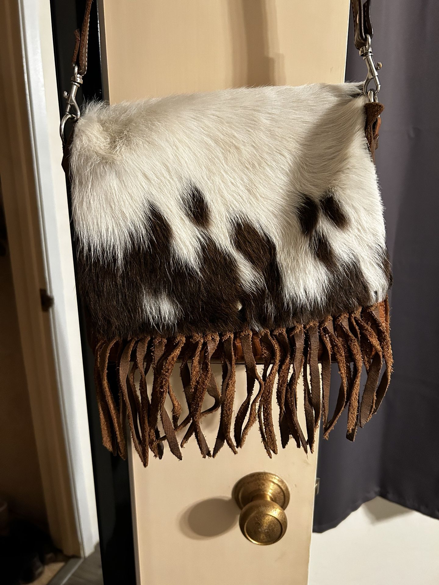Crimson Willow fuzzy hide basket weave crossbody