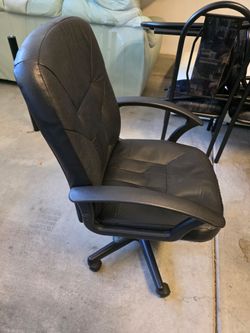 Black Leather Office Chair with Armrests