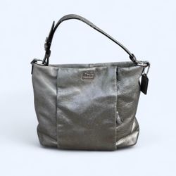 Silver Gunmetal Authentic Leather Coach  Hobo Shoulder Bag