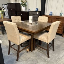 5pc Counter Height Dining Table w/ Lazy Susan