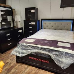 Brand New Jaylen 5 Pcs Bedroom Set Queen or King Bed Dresser Nightstand Mirror and CHEST With İnterest Free Payment Options 