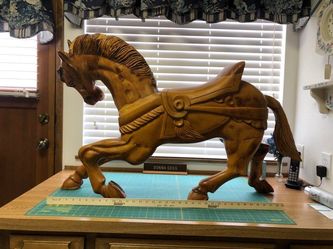 Life Size Antique Hand Carved Carousel Horse