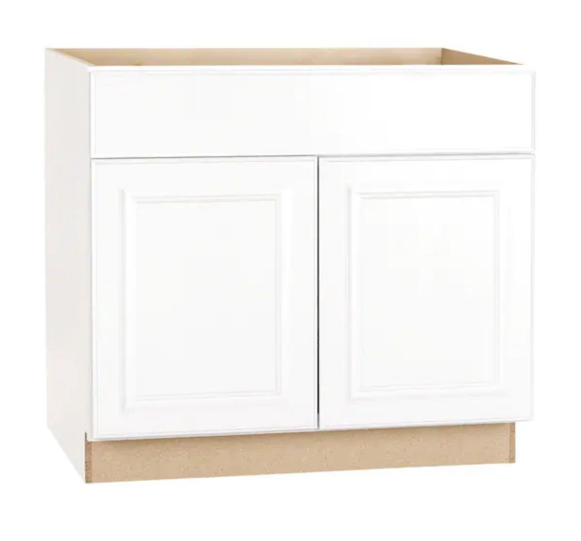 Hampton Bay KSB36-SSW Shaker Stock Assembled Sink Base Kitchen Cabinet - Thumbnail 2