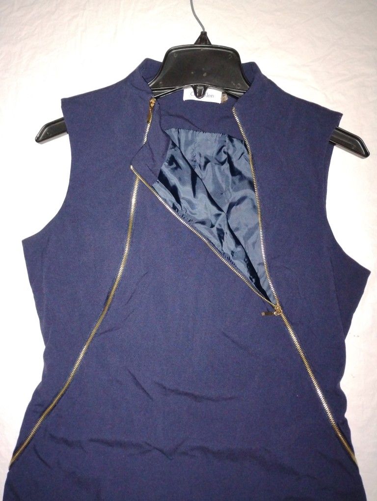 Calvin Klein, Dark Blue, Vertical-Zip, Size 10 Dress