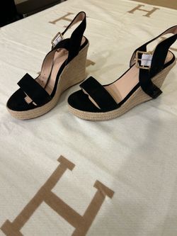 Platform Wedge Heels Black (Size 7.5)
