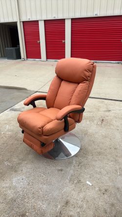 Orange Reclining Office chair with Built in leg rest